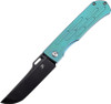 Kansept Knives Reedus (K1041A4) 3.5" Black Stonewash S35VN Straigh Back Plain Blade, Green Andonized Titanium Handle