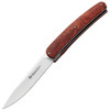 Maserin Gourmet Folding Knife (380RR)- 3.875" Satin Stainless Steel Drop Point Plain Blade, Red Burl Handle