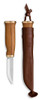 Marttiini Moose Knife (547012W) 3.5" Carbinox T508 Satin Drop Point Plain Blade,  Birch Handle with Cast Bronze Ferrule and Moose Engraved Bronze Pommel