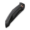 We Merata Flipper (WE22008A-1) 3.68" Black Stonewashed CPM 20CV Trailing Point Plain Blade, Black Titanium Handle