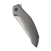 We Merata Flipper (WE22008A-2) 3.68" Hand Rubbed Satin CPM 20CV Trailing Point Plain Blade, Gray Titanium Handle