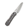 We Vision R Manual Thumb Knife (WE21031-6)  3.54" CPM-20CV Bead Blasted Reverse Tanto Plain  Blade, Tiger Stripe Pattern Flamed Titanium Handle