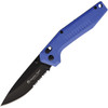 Maserin Sport Folding Knife (46007G10B)- 3.65" Black 440C Drop Point Partially Serrated Blade, Blue G-10 Handle