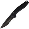 Maserin Sport Folding Knife (46007G10N)- 3.65" Black 440C Drop Point Partially Serrated Blade, Black G-10 Handle