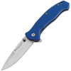 Maserin Sport Folding Knife (46005G10B)- 2.95" Satin 440C Drop Point Plain Blade, Blue G-10 Handle
