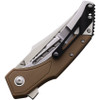 Begg Knives Astio (BG009) 3.50" Satin D2 Tanto Plain Blade, Tan Smooth G-10 Handle