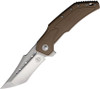 Begg Knives Astio (BG009) 3.50" Satin D2 Tanto Plain Blade, Tan Smooth G-10 Handle