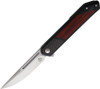 Begg Knives Kwaiken (BG017) 3.50" Satin D2 Straight Back Plain Blade, Black G-10 Handle with Carbon Fiber and Rose Dyed Birch Wood Inserts