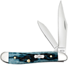 Case Peanut 51858 - Tru-Sharp Stainless Steel Clip and Pen Blade, Pocket Worn Peach Seed Jig Mediterranean Blue Bone (6220 SS)