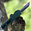 Templar Knife Premium Lightweight Series CALI Legal OTF Automatic (CA-AG-22-1) - 1.85" Powder D2 Black Stonewashed Tanto Blade, Green T 6061 Aged Aluminum Handle