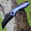 Kansept KTC3 (K1031A6) - 2.69" CPM-S35VN Stonewashed Hawkbill Plain Blade, Purple Blue Anodized Titanium Handle