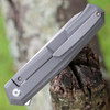 Kansept Integra (K1042A1) - 3.63" Bohler M390 Satin Drop Point Plain Blade, Gray Silicon Carbided Titanium Handle