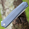 Kansept Integra (K1042A3) - 3.63" Stonewashed M390 Drop Point Plain Blade, Blue Anodized Titanium Handle