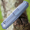 Kansept Integra (K1042A3) - 3.63" Stonewashed M390 Drop Point Plain Blade, Blue Anodized Titanium Handle