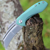 Kansept KTC3 (K1031A4) - 2.69" CPM-S35VN Stonewashed Hawkbill Plain Blade, Green Anodized Titanium Handle