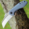 Kansept KTC3 Flipper (K1031A3) - 3.0" CPM-S35VN Satin Hawksbill Plain Blade, Blue Anodized  Titanium Handle