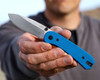 KNAFS Lander EDC Knife (KNAFS-00065) 2.75" Stonewash D2 Drop Point Plain Blade, Blue G-10 Handle with Fast Swap Scales