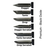 Templar Excalibur Large OTF (XL-FL-12-1) 3.55" Black Oxide Stonewashed Powder D2 Dagger Blade, Screwless Rubber Coated Aluminum Handle w Fallen Decal