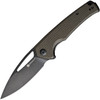 Sencut Mims (S210133) 3.48" 9Cr18MoV Black Stonewashed Drop Point Plain Blade, Dark Green Canvas Micarta Handle.