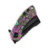 Kansept Mini Korvid (KT3030B3) 1.45" Black Stonewashed 154CM Black TiCn Coated Cleaver Plain Blade, Purple G-10 Undead Print Handle