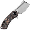 Kansept Mini Korvid ( K3030B1) CPM-S35VN Stonewashed Cleaver Plain Blade, Black and Copper Carbon Fiber Handle.