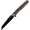 Kansept Arcus (K1046A4) 3.43" CPM-S35VN Blackwashed Wharncliffe Plain Blade, Golden Anodized Titanium Handle w/ Black Micarta Inlay