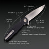 Ocaso The Strategy (OCA29BGD) 3.5" D2 Satin Clip Point Plain Blade, Black G-10 Handle
