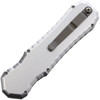 Piranha Excalibur OTF Automatic Knife (PKCP8S) - 3.2" 154CM Stonewashed Dagger Style Blade, White Aluminum Handle