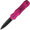 Piranha Excalibur OTF Automatic Knife (PKCP8PKT) - 3.2" 154CM Black Dagger Style Blade, Pink Aluminum Handle