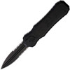 Piranha Excalibur OTF Automatic Knife (PKCP8BKTS) - 3.2" 154CM Black Dagger Style Partially Serrated Blade, Black Aluminum Handle
