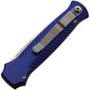 Piranha Mini-Guard Automatic Knife (PKCP7B) - 2.785" S30V Stonewash Plain Dagger Blade, Blue Aluminum Handle