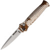 Piranha Mini-Guard Automatic Knife (PKCP7C) - 2.875" S30V Stonewash Plain Dagger Blade, Tan Camo Aluminum Handle