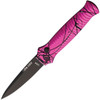 Piranha Mini-Guard Automatic Knife (PKCP7PKT) - 2.875" S30V Black Plain Spear Point Blade, Pink Aluminum Handle