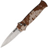 Piranha Bodyguard Automatic Knife (PKCP6C) - 3.30" S30V Stonewash Plain Spear Point Blade, Tan Camo Aluminum Handle