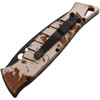 Piranha Amazon Automatic Knife (PKCP3CT) - 3.50" 154CM Black Drop Point Plain Blade, Tan Camo Aluminum Handle