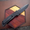 Pro-Tech Terzuola ATCF Automatic  (BT2715-OPERATOR) - 3.45" Black DLC Magnacut Drop Point Blade, Black Aluminum and Black Textured G-10 Inlays Handle