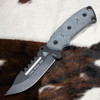 Tops Steel Eagle 105C (TPSE105C) 5.00" 1095 Black Fixed Blade with Serrations, Gray Micarta Handle