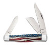 Case XX Star Spangled Flag Large Stockman 64142 - Tru-Sharp Stainless Steel Clip, Sheepfoot and Spey Blades - Natural Bone Handle (6375 SS)