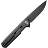 WE Navo Flipper (WE220261) 3.25 Black Stonewashed CPM 20CV Blade, Black Canvas Micarta Handle, Black Titanium Liner