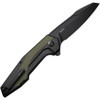 CIVIVI Hypersonic (C220111) 3.7" Black Stonewashed Blade, Black Steel Handle with OD Green Inlay