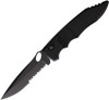 Piranha Mini Predator (PKCP11BKTS) 3.5" Black Serrated Blade, Black Aluminum Handle