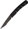 Piranha Knives Virus (PKCP15BKTS) 3.25" Black Partially Serrated CPM S30V Blade, Black Aluminum Handle