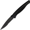 Piranha Knives DNA (PKCP16BKTS) 3.25" Black Partially Serrated CPM S30V Blade, Black Aluminum Handle