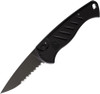 Piranha Fingerling (PKCP2BKTS) 2.5" Black 154CM Drop Point Partially Serrrated Blade, Black Aluminum Handle