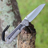 Chris Reeve Knives Small Sebenza 31 Insingo - 2.99" CPM-Magnacut Insingo Blade, Glass Blasted Titanium with Bog Oak Inlays Handle (S31-1124) - DOB 6/19/2023