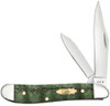 Case Peanut 64074 - Smooth Kelly Green Curly Oak Handle, Clip and Pen Blades (7220 SS)