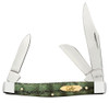 Case Medium Stockman 64075 - Smooth Kelly Green Curly Oak Wood Handle (7344 SS) w/Case Bombshell Brass Script Shield