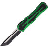 Heretic Colossus OTF (H04014ABRKGRN) - 3.50" Two-Toned CPM-MagnaCut Tanto Plain Edge, Green Aluminum Handle w/Black Grip Inlays