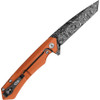 Case Kinzua Flipper Knife (64644) - 3.4" CPM-S35VN Embellished Tanto Point Blade, Orange Anodized Aluminum Handle
