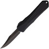 Heretic Knives Manticore E OTF Automatic (H026B6APUCF) - 3.125" Black Elmax Clip Point Plain Edge Blade, Black Aluminum Front Handle, Purple and Black Carbon Fiber Back Handle